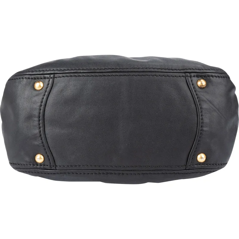 Prada Black Soft Calfskin Hobo Shoulder Bag