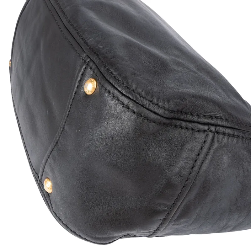 Prada Black Soft Calfskin Hobo Shoulder Bag