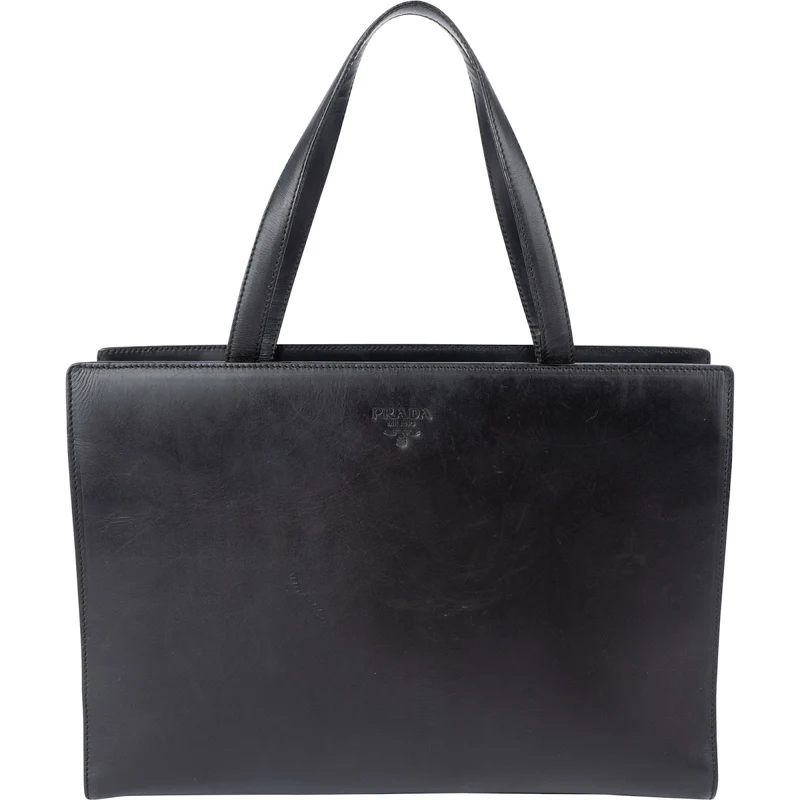Prada Black Vitello Box Leather Handbag