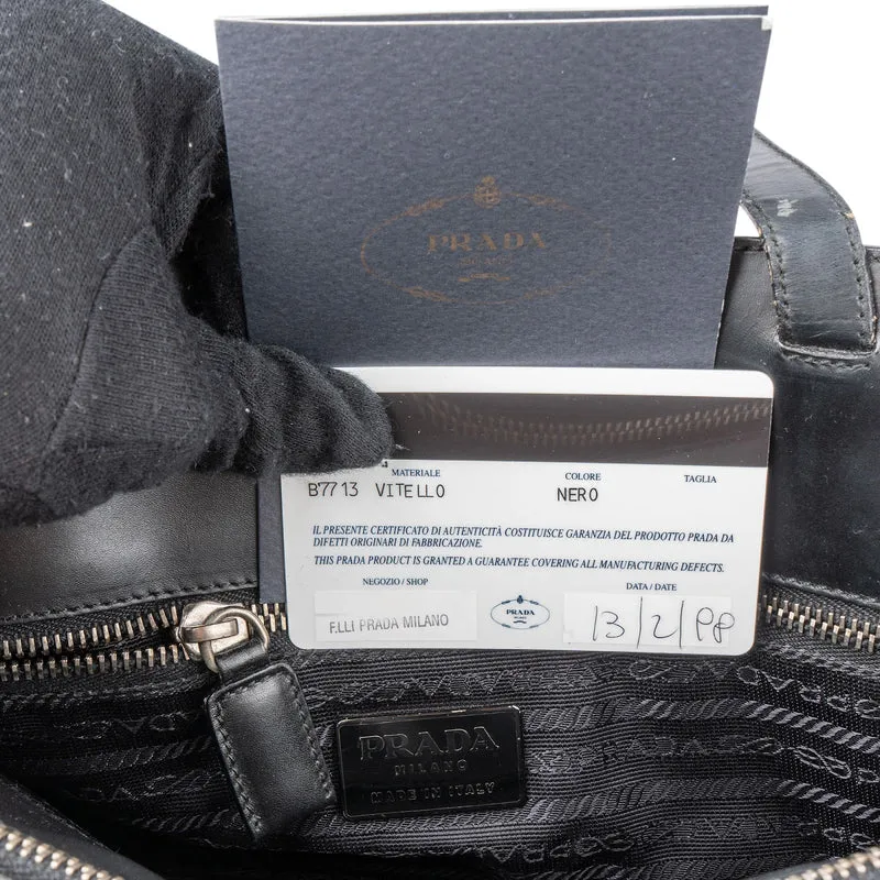 Prada Black Vitello Box Leather Handbag