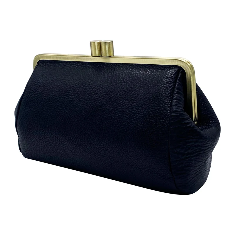 Damen Schultertasche und Clutch mit Bügelverschluss – "Dakota" Ledertasche aus echtem Leder