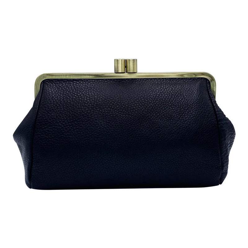 Braune Schulter-Clutch Tasche mit Schnappverschluss – Personalisierbare Handtasche "Dakota"