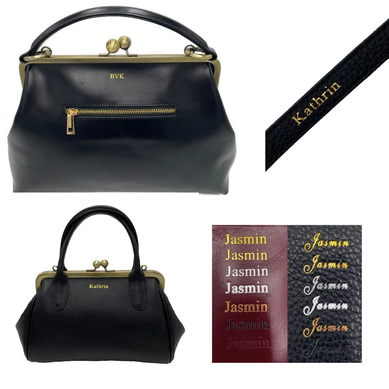 Braune Schulter-Clutch Tasche mit Schnappverschluss – Personalisierbare Handtasche "Dakota"