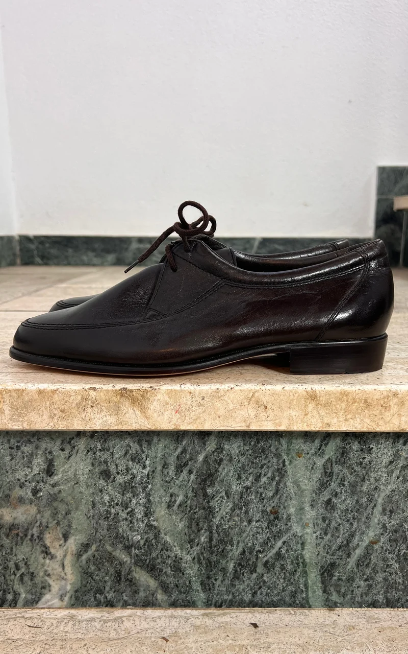 Vintage MENS Mercedes Dark Brown Leather Lace-Up Shoes 40