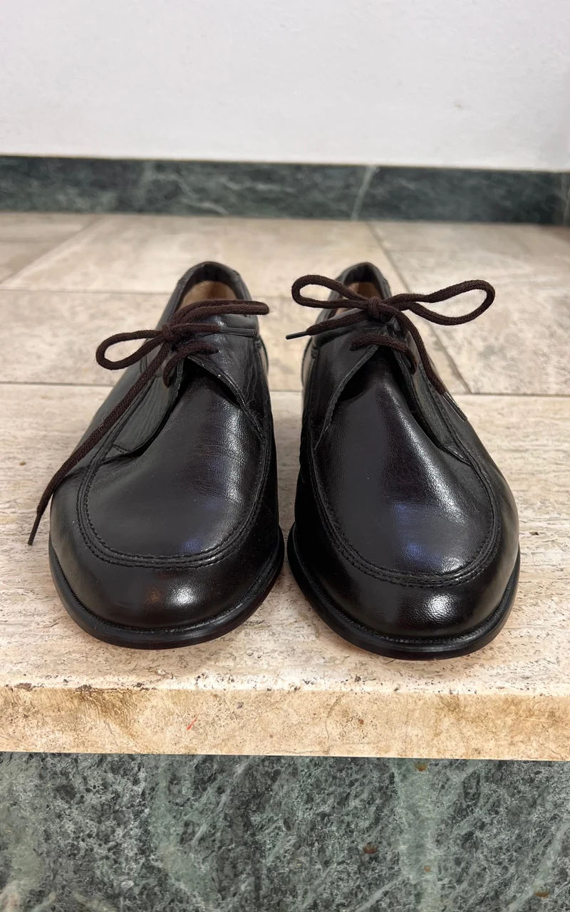 Vintage MENS Mercedes Dark Brown Leather Lace-Up Shoes 40