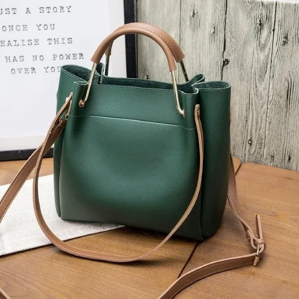 RETRO Vegane Lederhandtasche mit Schulterriemen