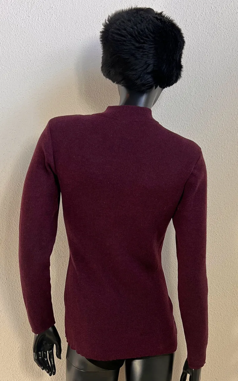 Vintage Yves Saint Laurent Rive Gauche Wool Sweater – Dark Plum Mélange
