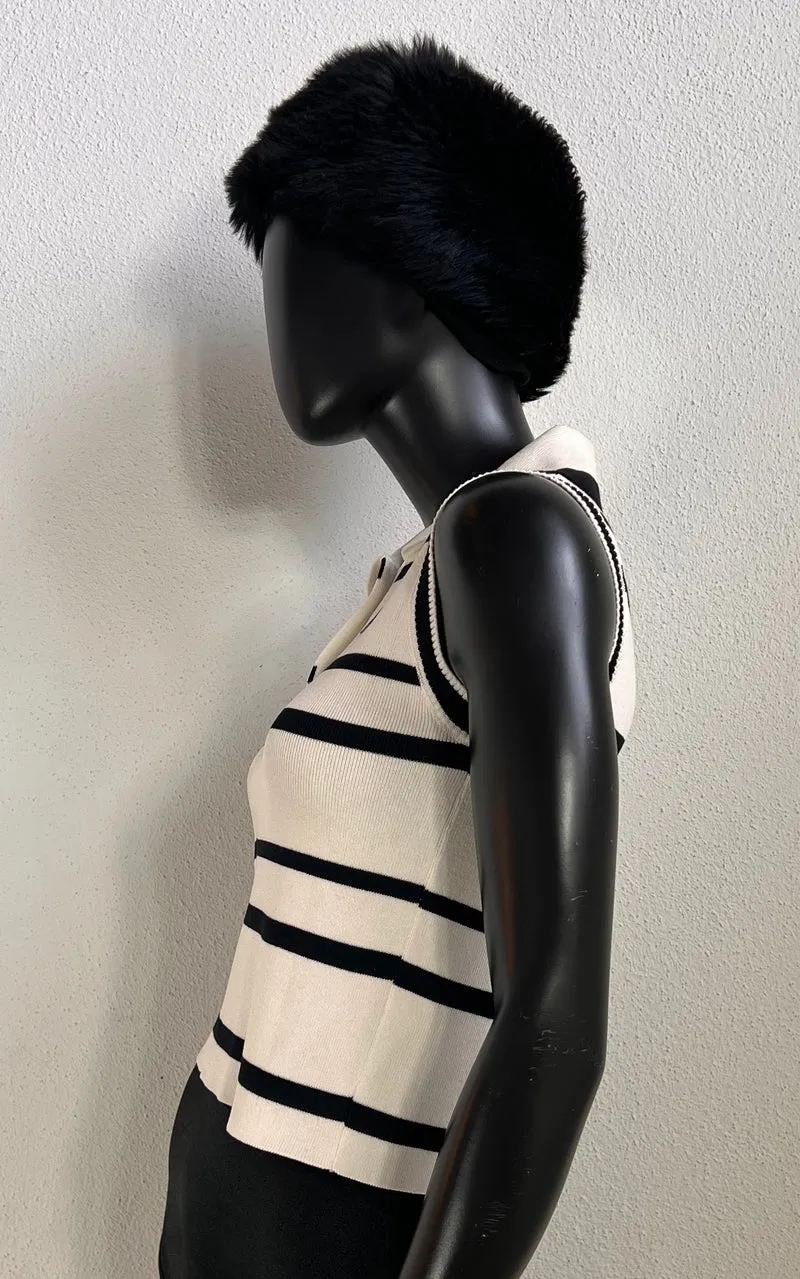 Miu Miu Striped Knit Polo Top