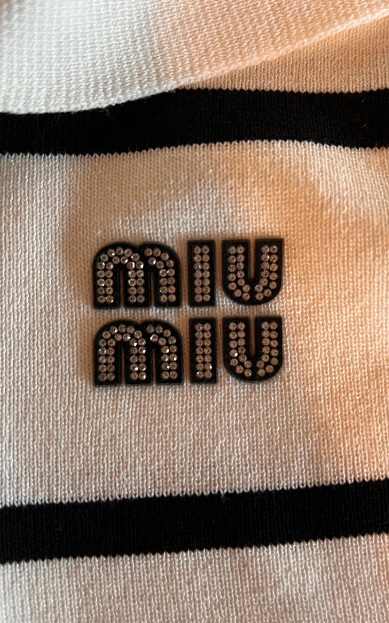Miu Miu Striped Knit Polo Top