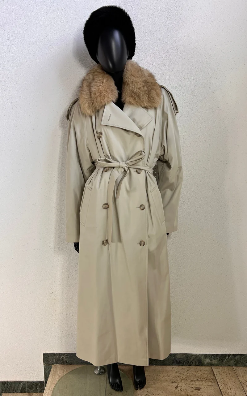 Tailor-Made Trench Coat with Genuine Mink Fur Lining