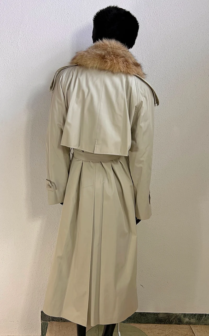 Tailor-Made Trench Coat with Genuine Mink Fur Lining