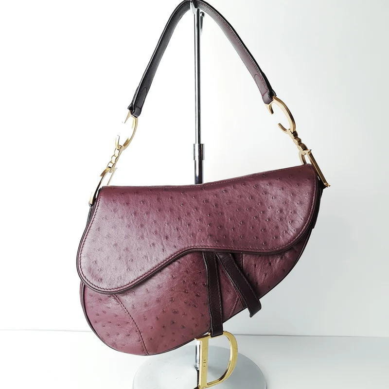 Christian Dior Violet Ostrich Leather Shoulder Bag (749)