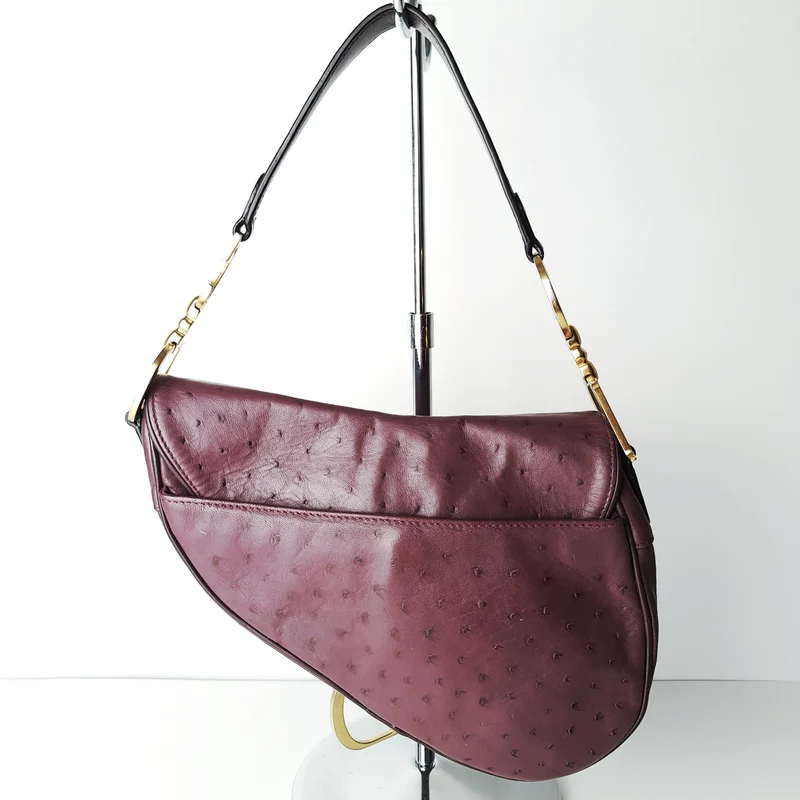 Christian Dior Violet Ostrich Leather Shoulder Bag (749)