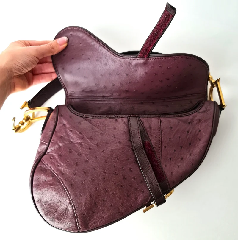 Christian Dior Violet Ostrich Leather Shoulder Bag (749)