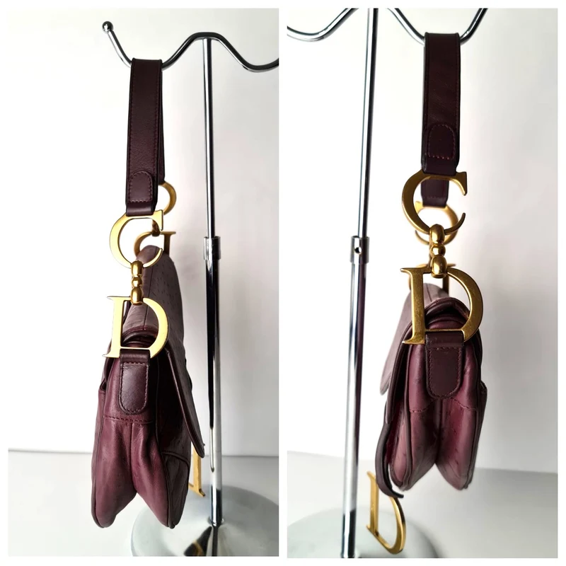 Christian Dior Violet Ostrich Leather Shoulder Bag (749)
