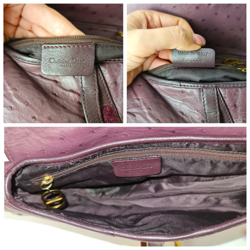 Christian Dior Violet Ostrich Leather Shoulder Bag (749)