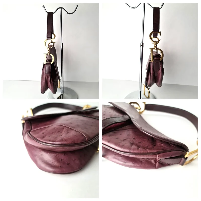 Christian Dior Violet Ostrich Leather Shoulder Bag (749)