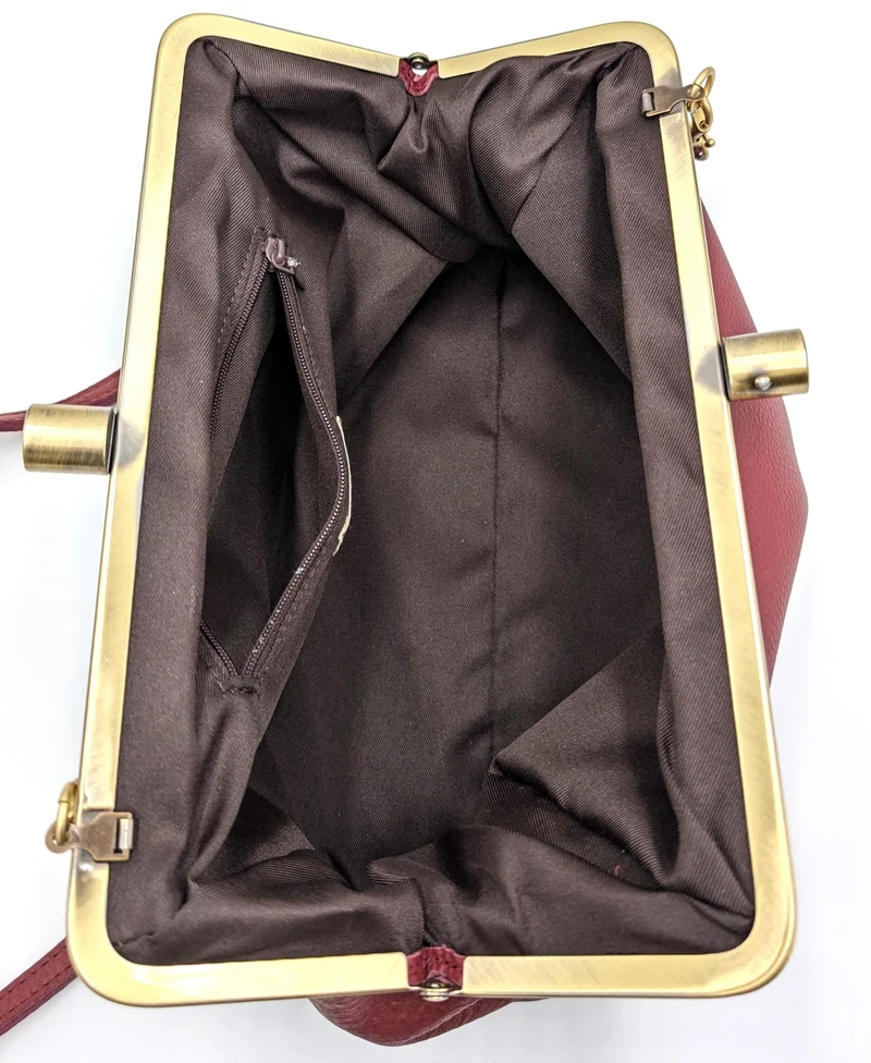 Große Clutch Damen Umhängetasche Leder in dunkelrot, Vintage Handtasche "Dakota"