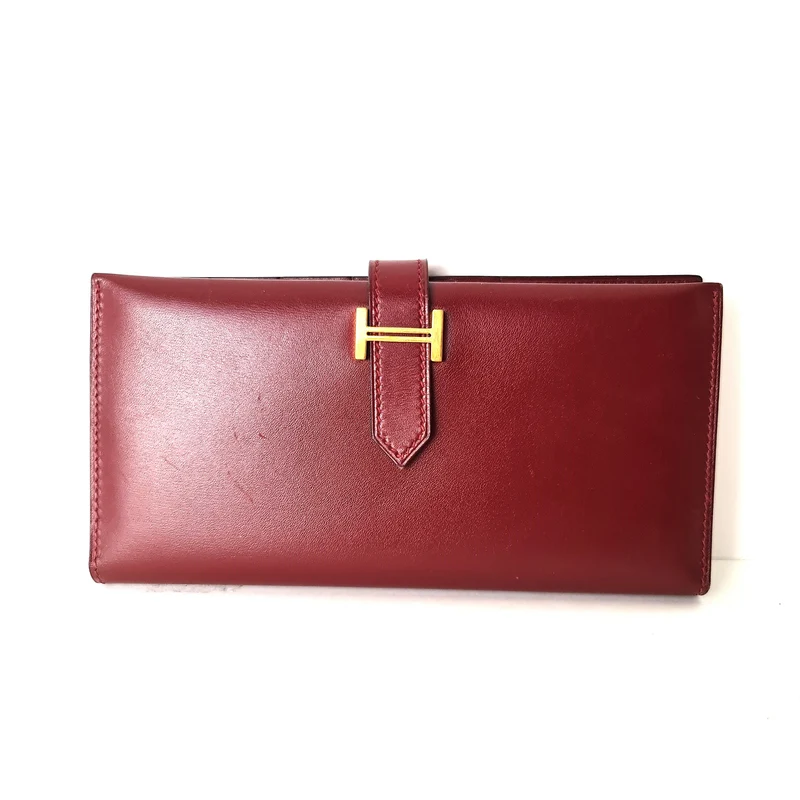 Hermes Bearn Maroon Swift Leather Wallet