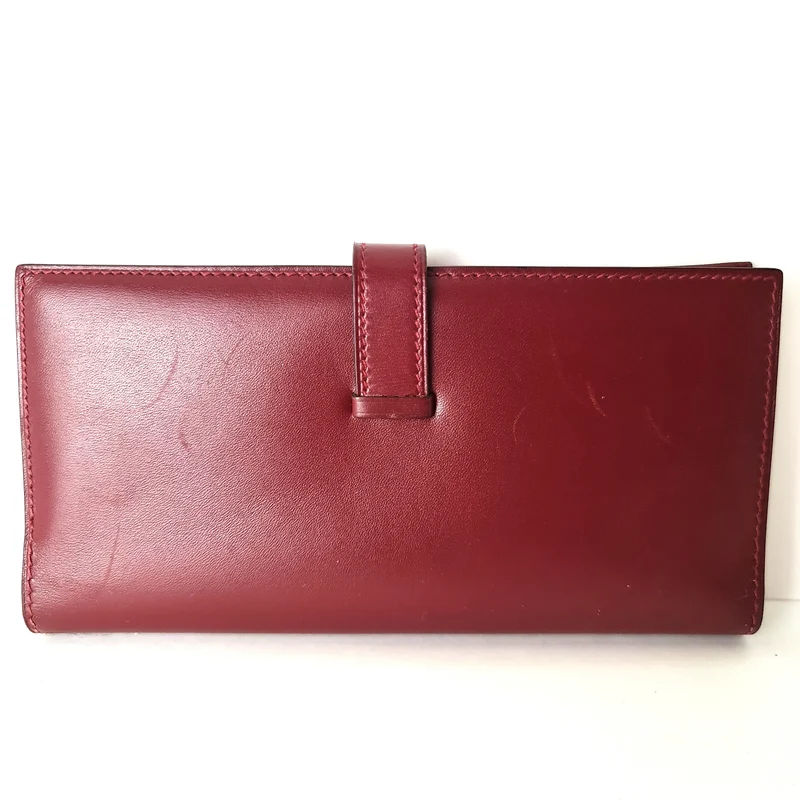 Hermes Bearn Maroon Swift Leather Wallet
