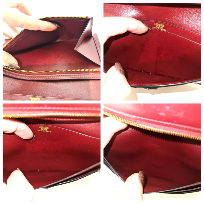 Hermes Bearn Maroon Swift Leather Wallet