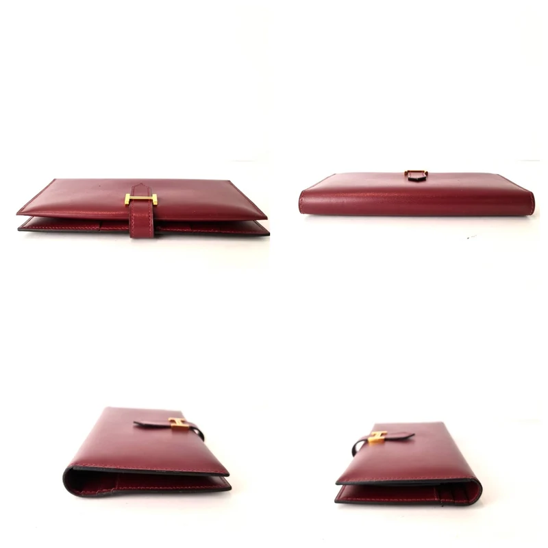 Hermes Bearn Maroon Swift Leather Wallet
