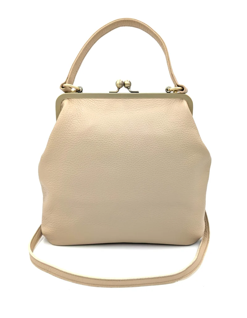 Rosa Retro Handtasche Damen Umhängetasche Leder – Zoe Schulter- und Henkeltasche mit Schnappverschluss
