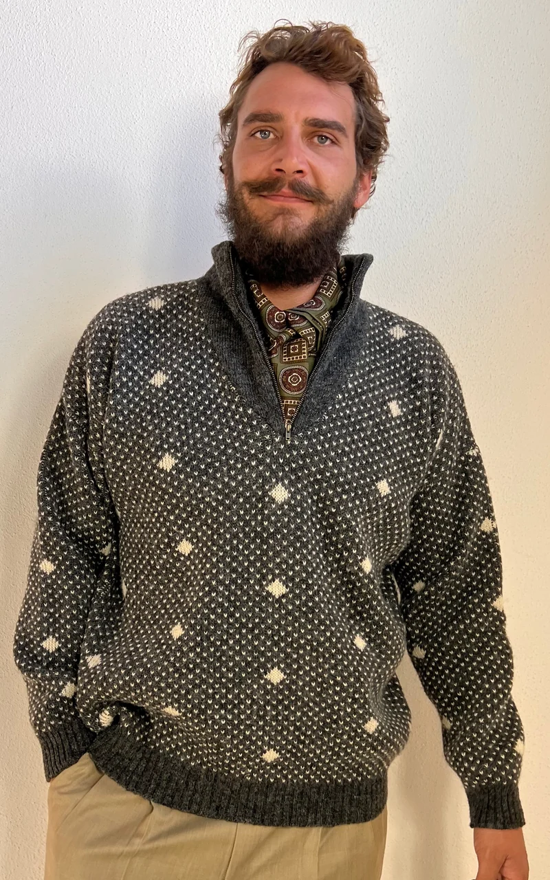 Vintage MENS People Knitwear Nordic Wool Half-Zip Sweater – Made in Denmark