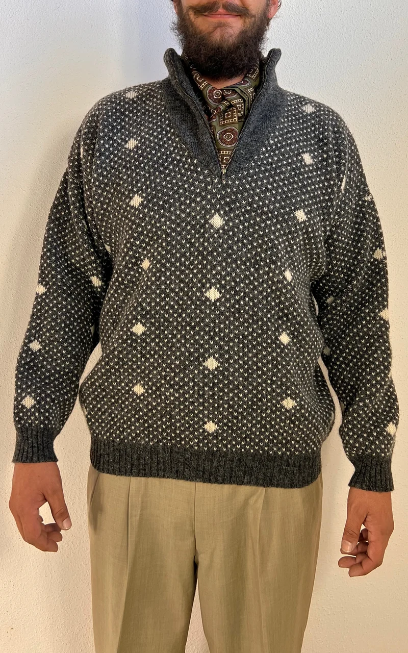 Vintage MENS People Knitwear Nordic Wool Half-Zip Sweater – Made in Denmark