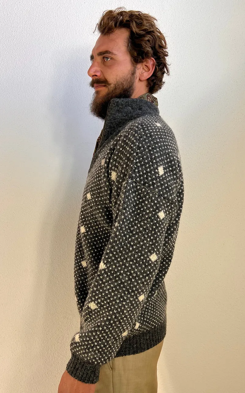 Vintage MENS People Knitwear Nordic Wool Half-Zip Sweater – Made in Denmark