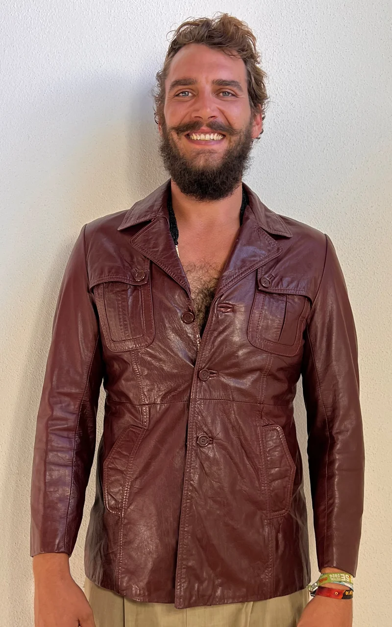 Vintage MENS 70s Burgundy Leather Jacket