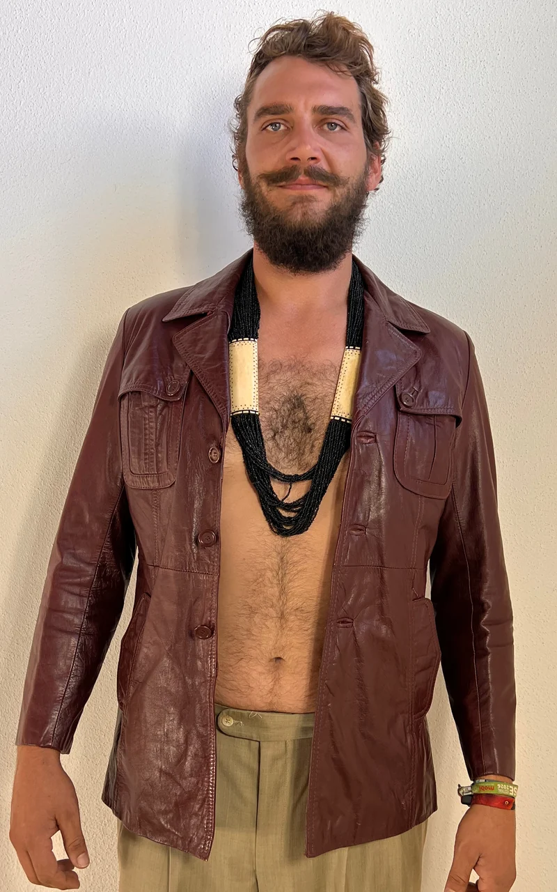 Vintage MENS 70s Burgundy Leather Jacket