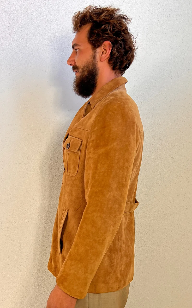 Vintage 70s MENS Tan Suede Leather Jacket