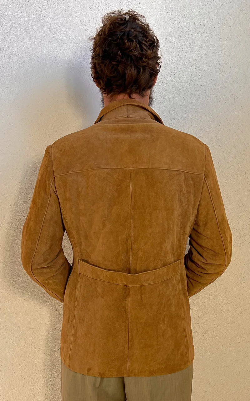 Vintage 70s MENS Tan Suede Leather Jacket