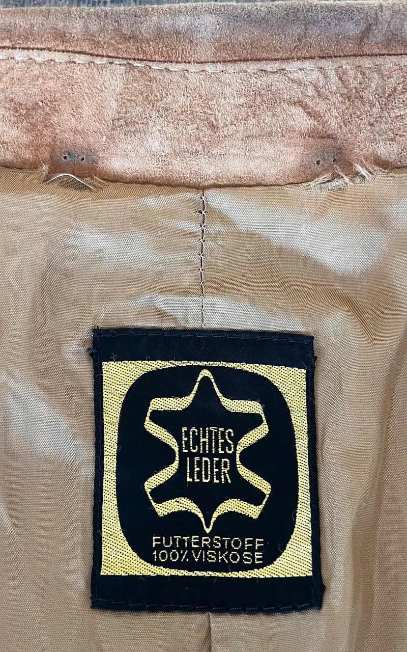 Vintage 70s MENS Tan Suede Leather Jacket