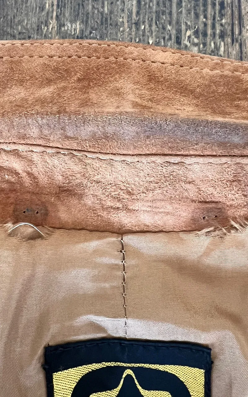 Vintage 70s MENS Tan Suede Leather Jacket