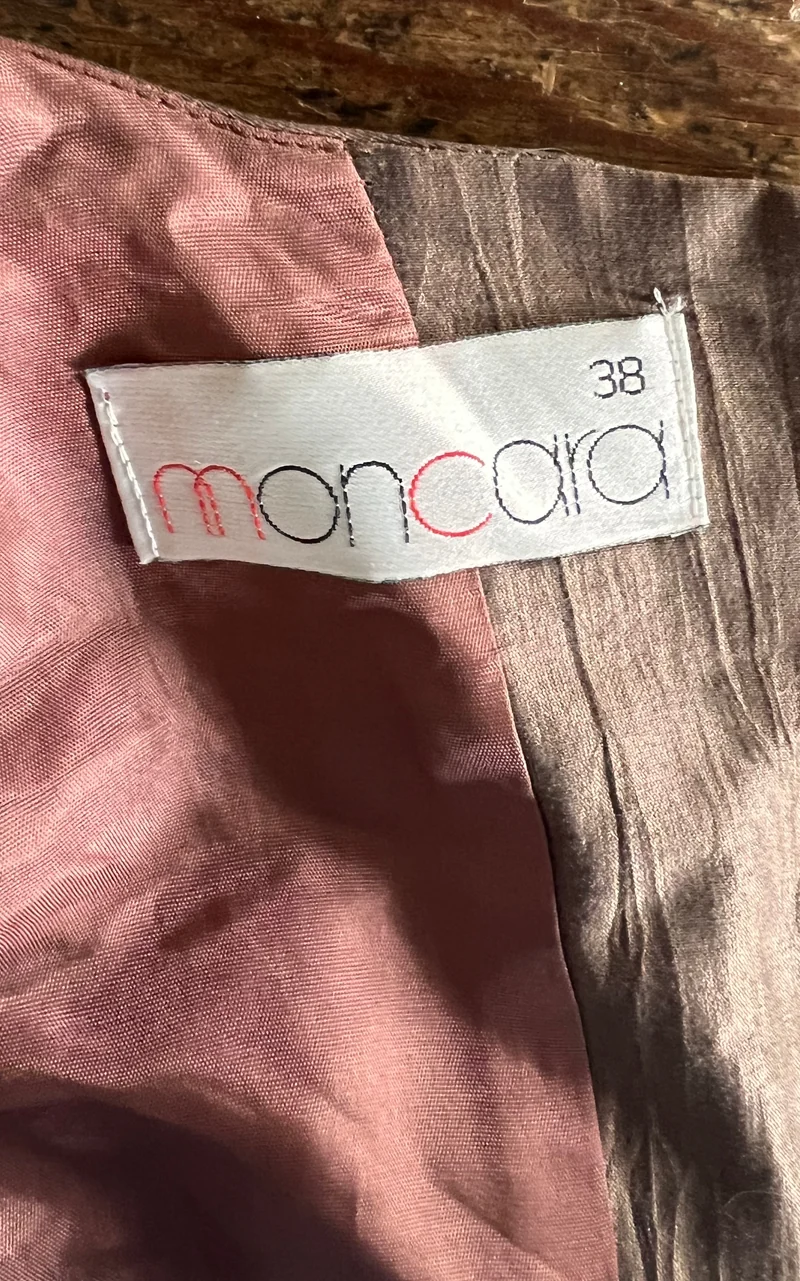 Vintage Moncara 100% Silk Brown Colour-Block Midi Dress