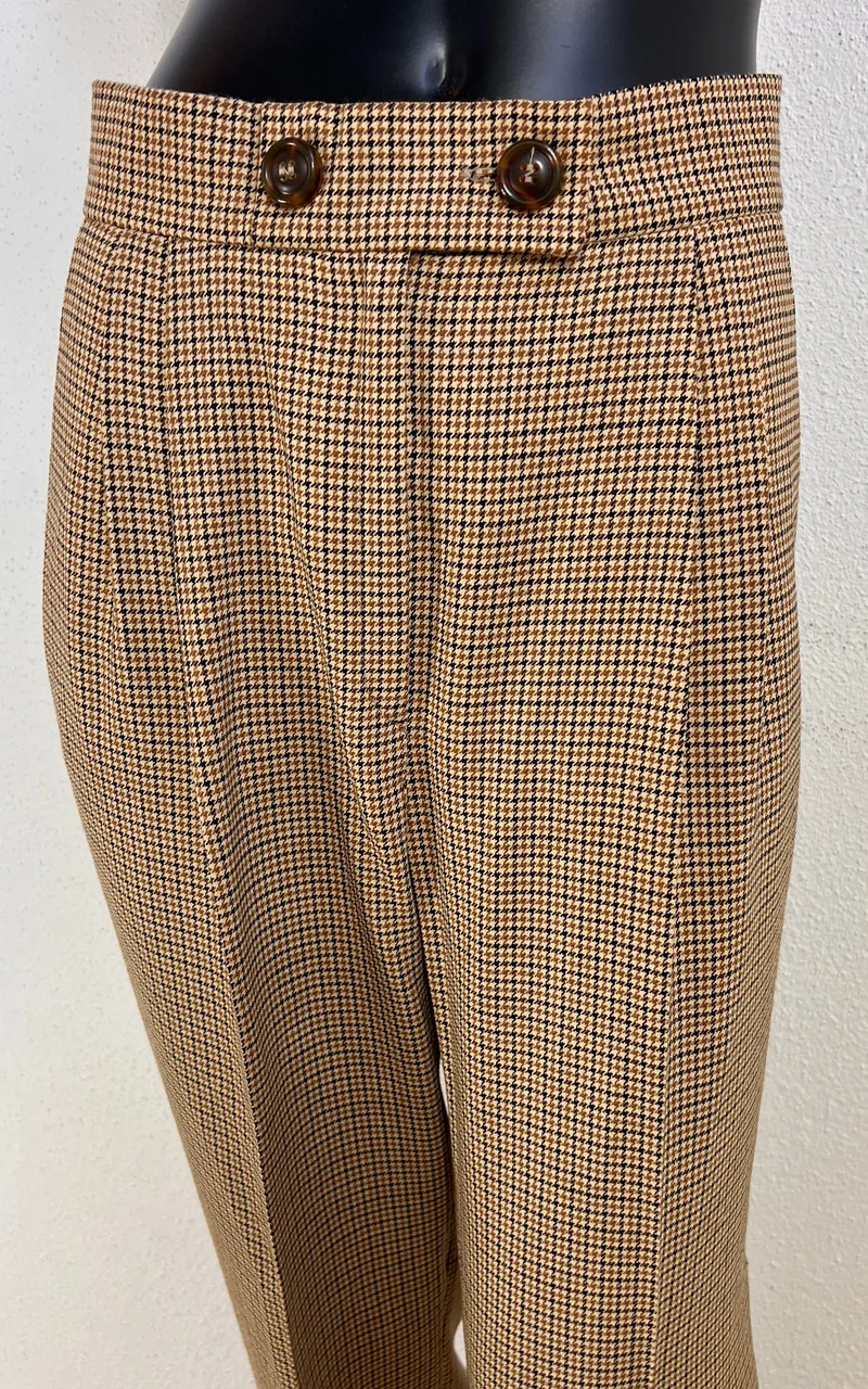 Vintage Elégance Paris Wool Blend Houndstooth Trousers