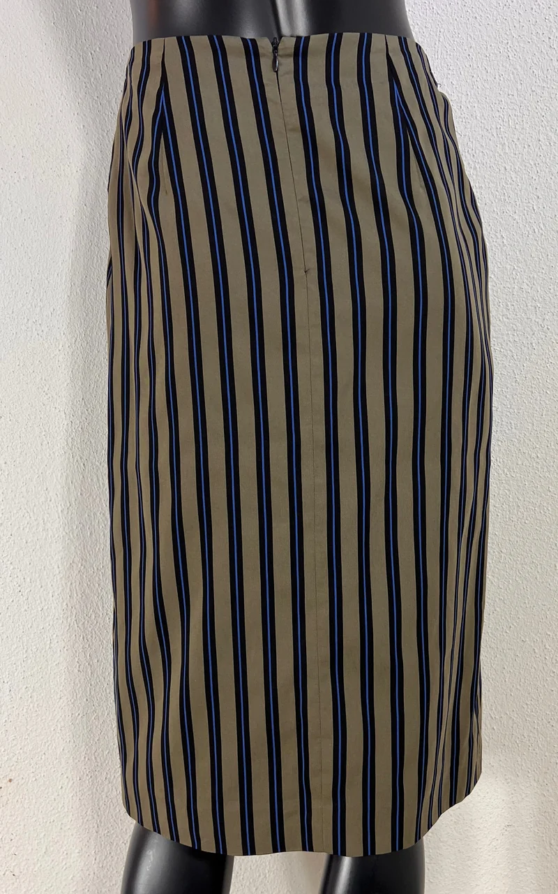 René Lezard Striped Asymmetric Wrap Skirt