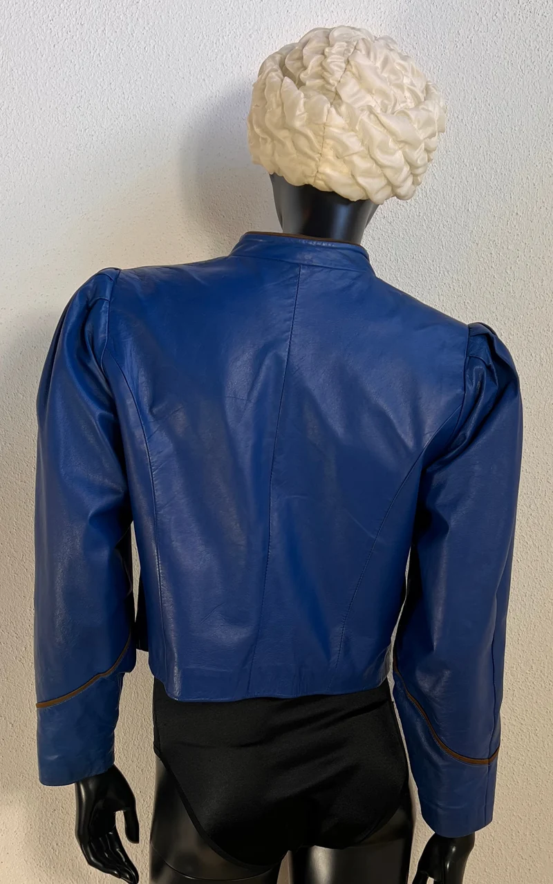 Vintage 1980s Germana Blue Leather Jacket