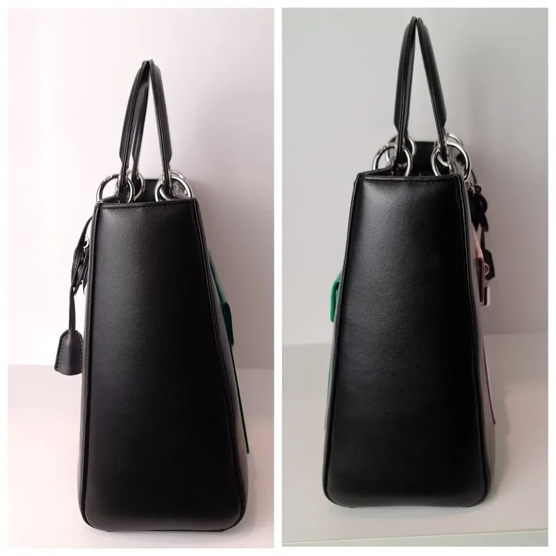 Christian Dior Black Lambskin Large Lady Dior Pockets Shoulder Bag (759)