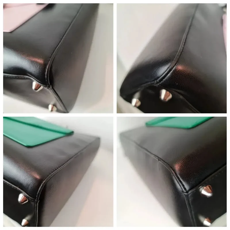 Christian Dior Black Lambskin Large Lady Dior Pockets Shoulder Bag (759)