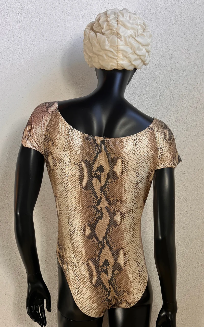 Vintage Etincelle Paris Snakeskin Print Bodysuit