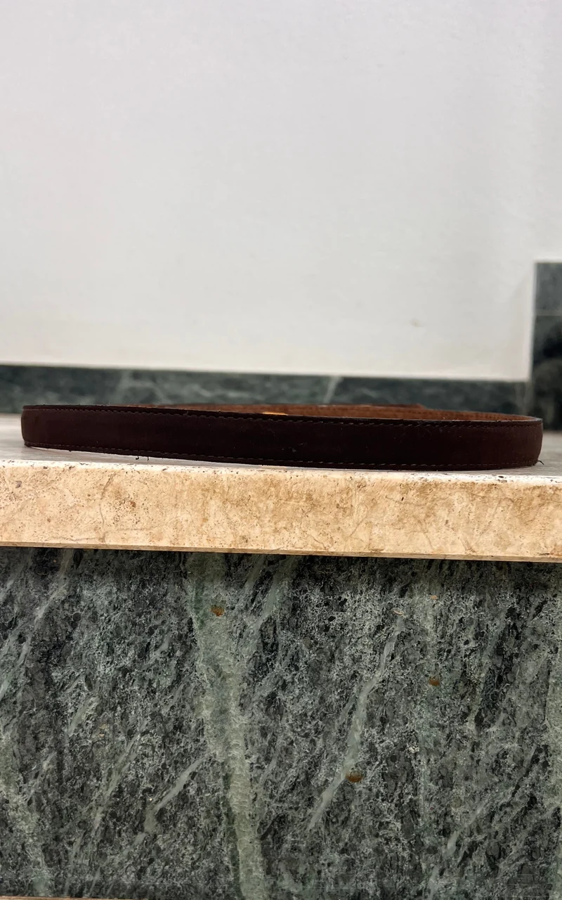 Vintage 90s Elegance Paris Darkbrown Skinny Suede Belt