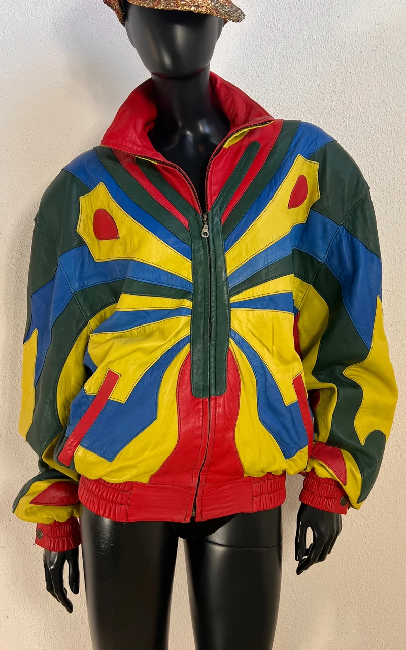 Vintage 80s Butterfly Leather Bomber Jacket