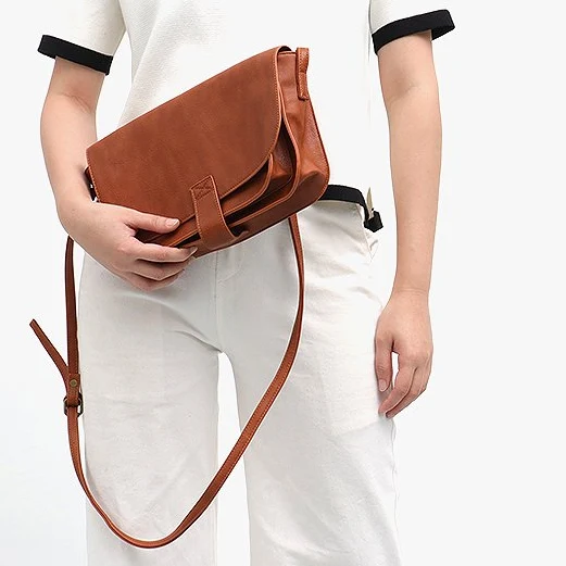 CEZIRA Vegane Leder-Umhängetasche im Vintage-Stil
