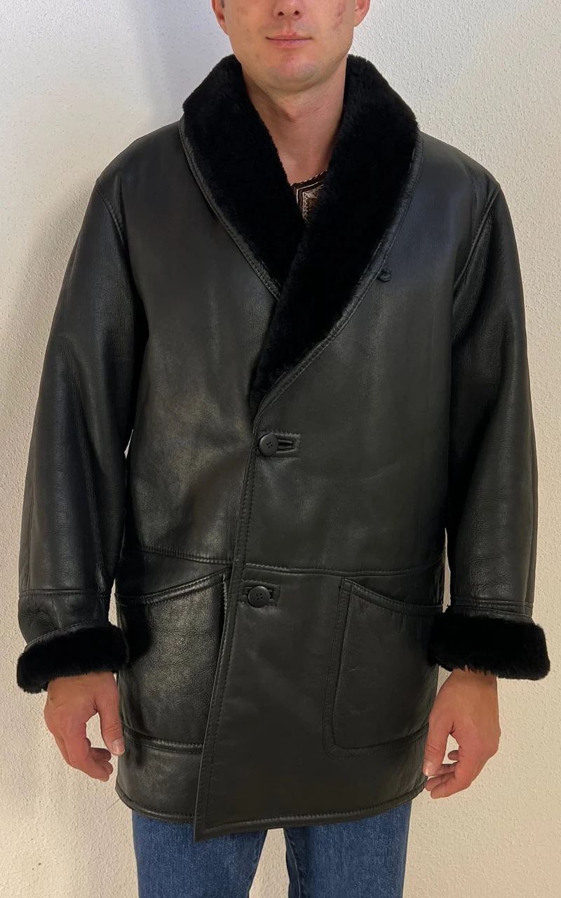 Vintage MENS Hide Society Canada Black Shearling Coat