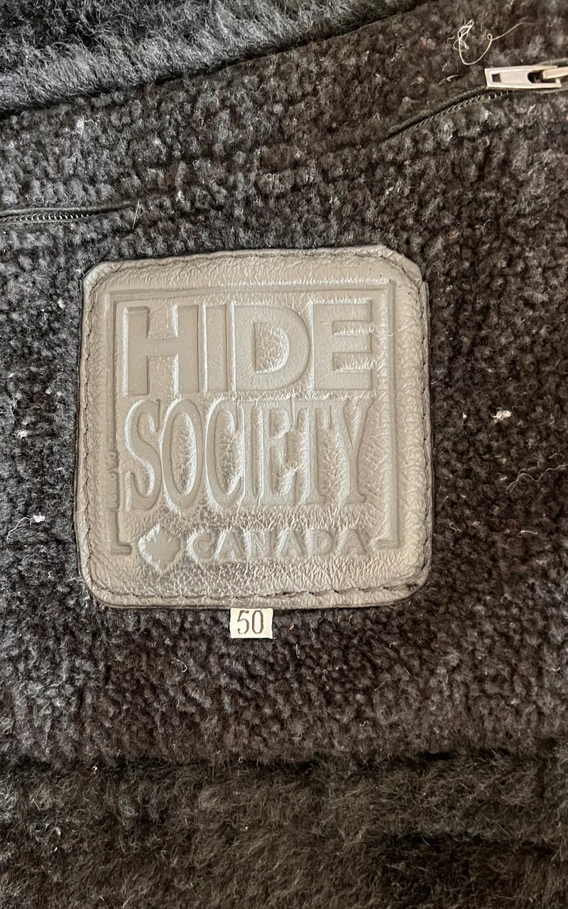Vintage MENS Hide Society Canada Black Shearling Coat