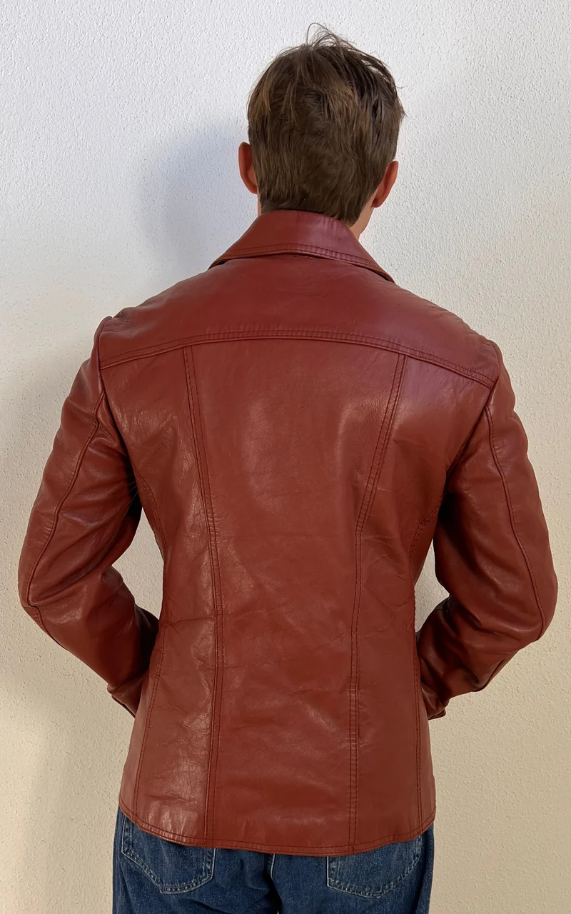 Vintage 1970s MENS Rust Brown Nappa Leather Jacket