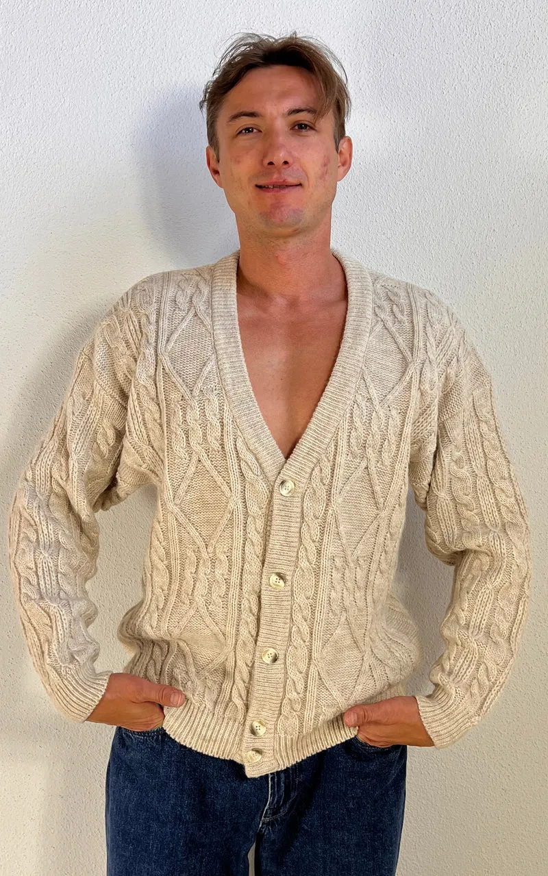 Vintage MENS Derby Cable Knit Wool & Alpaca Cardigan
